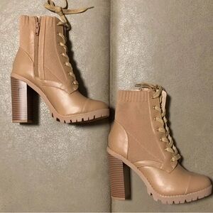 BCBGeneration Tan Heeled Lace-Up Boots